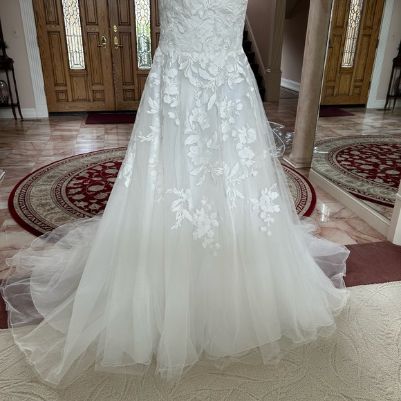 New Rebecca Ingram Ivory Strapless Floral Lace Wedding Dress Ruby Sz 12 - Picture 1 of 4